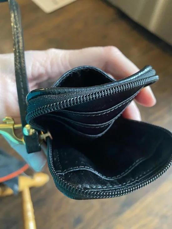 Coach Leopard Print Wristlet Brown Teal Black Leather Strap Pouch - Picture 4 of 6